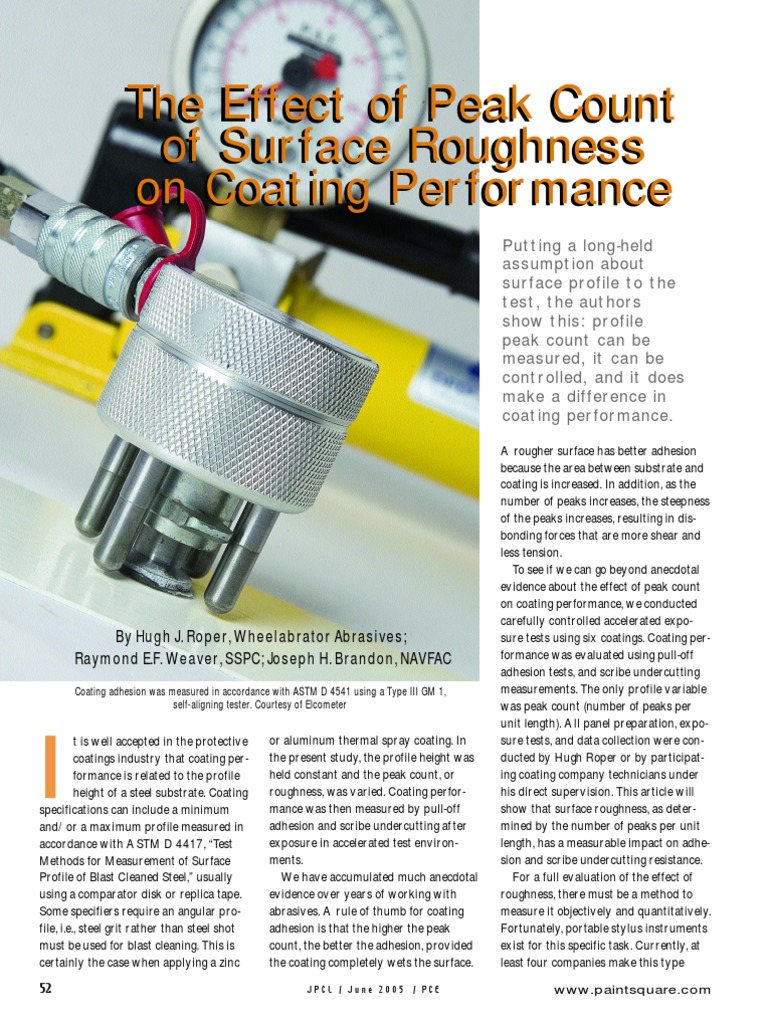 The Effect of Peak Count of Surface Roughness On Coating Performance ...