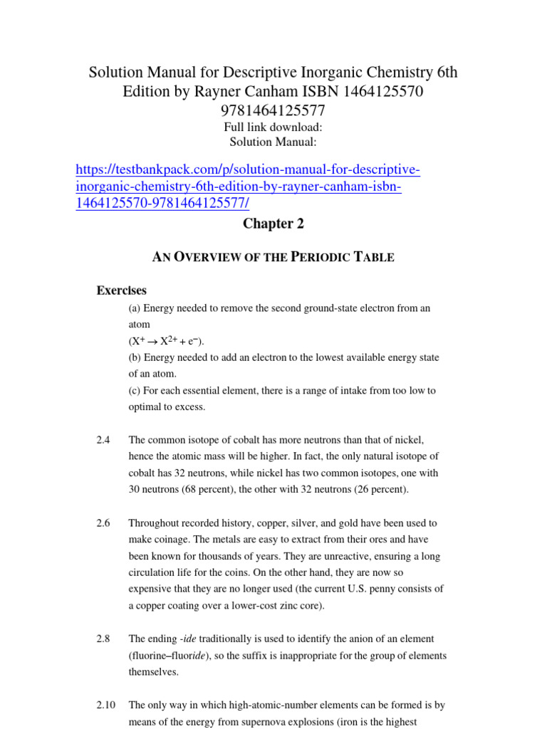 SOLUTIONS MANUAL TO ACCOMPANY INORGANIC CHEMISTRY 7TH EDITION PDF FREE intelligence overview