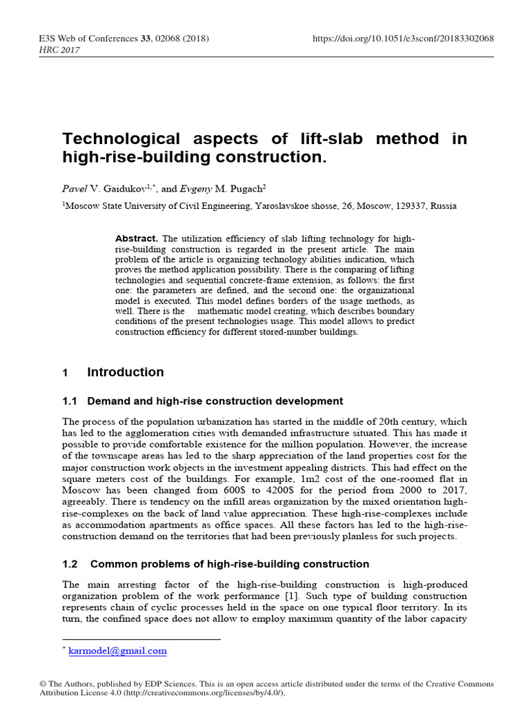 Technological Aspects of LiftSlab Method in High PDF