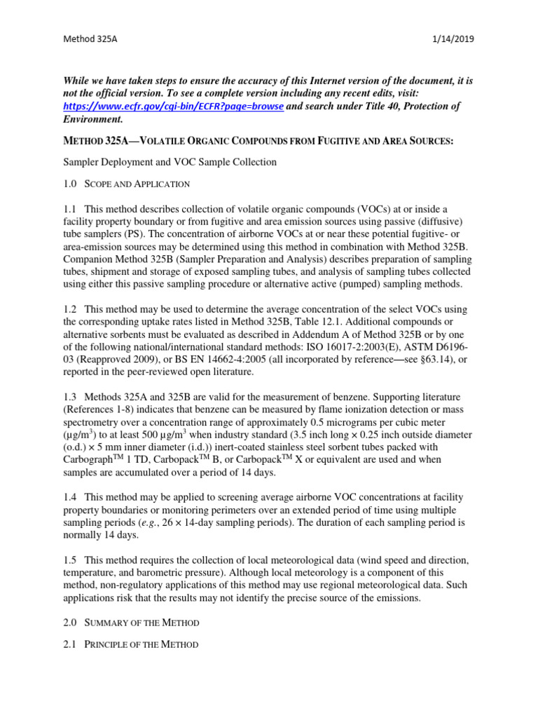 Epa method 325a pdf volatile organic compound area