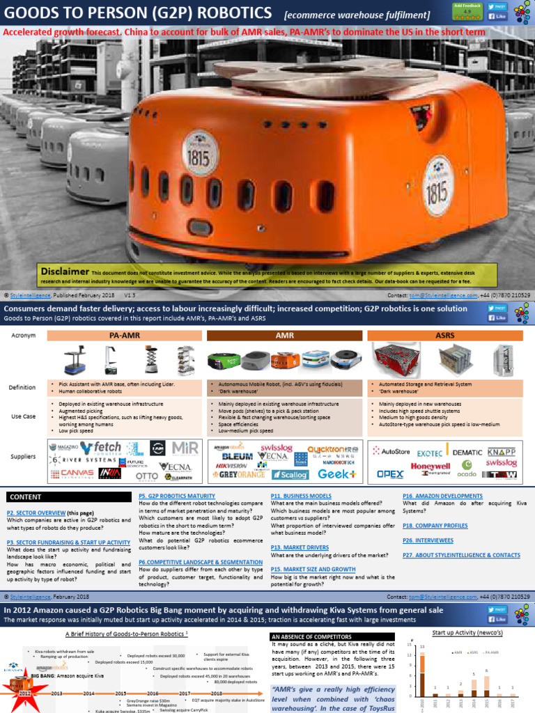 G2P Robotics Market Insights 2018 | PDF | Warehouse | Business