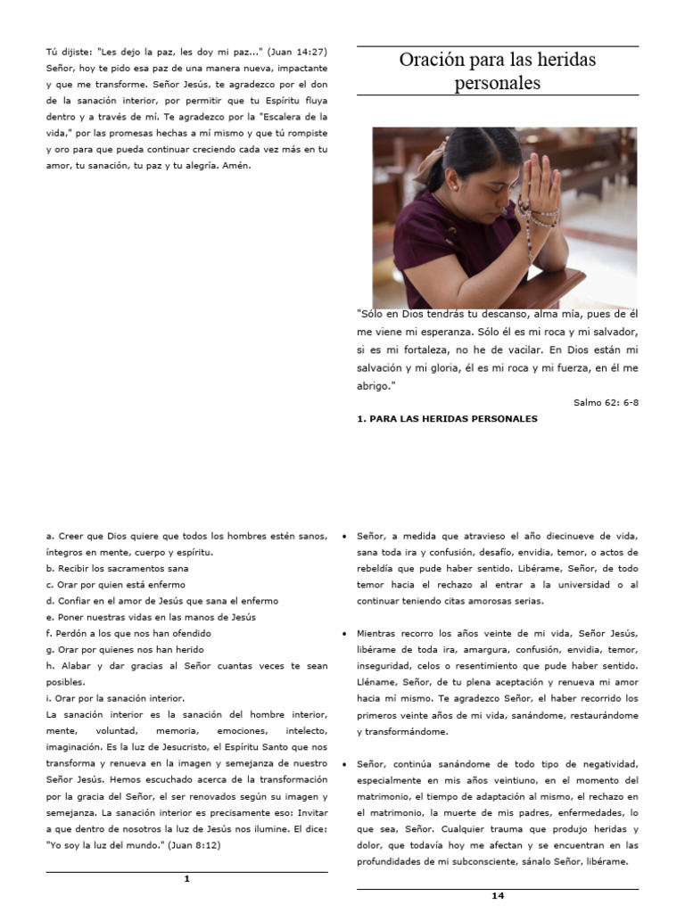 Oraciones para sanar heridas del alma | PDF | Amor | Oración