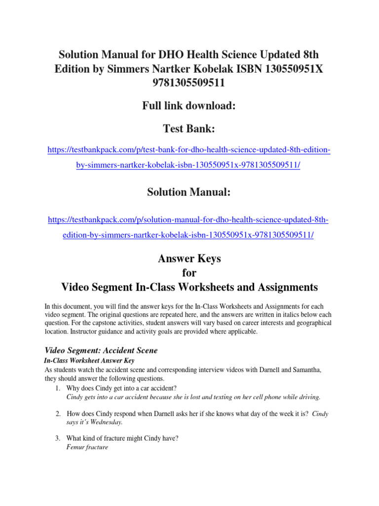 Solution Manual For DHO Health Science Updated 8th Edition by