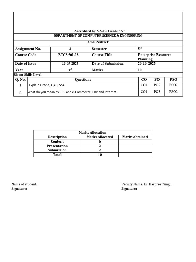 Assignment - 3 of ERP | PDF