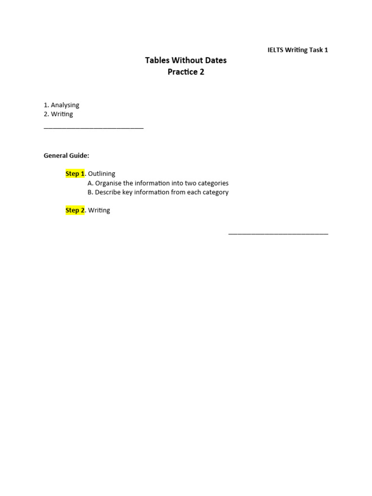 Tables Without Dates-Practice 2 | PDF