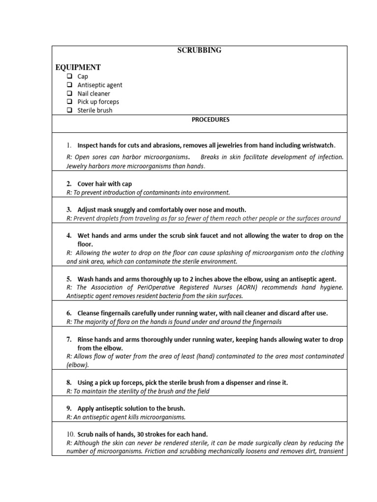 Surgical Hand Scrubbing Procedure Guide | PDF