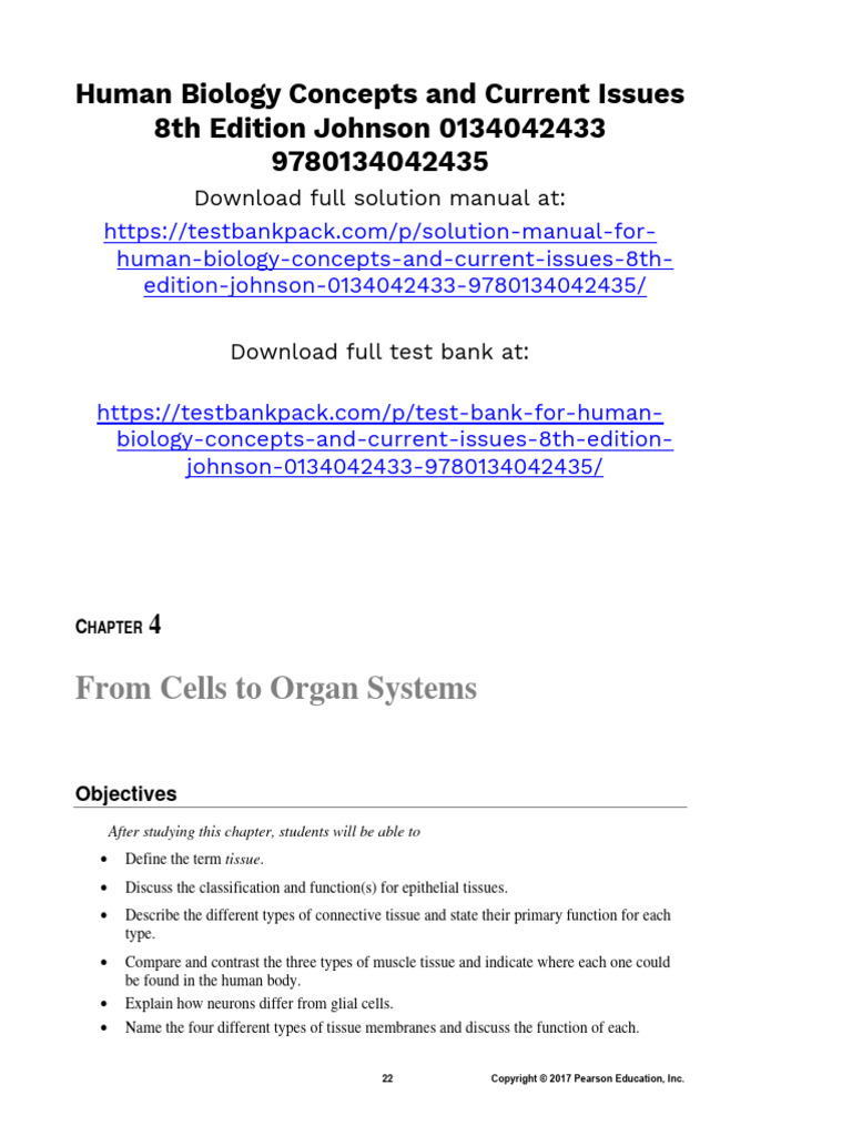 Human Biology Concepts and Current Issues 8th Edition Johnson Solutions ...