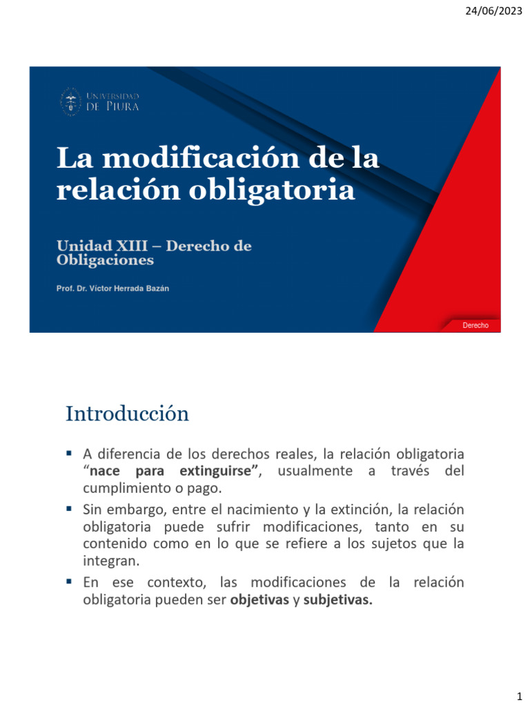 Unidad XIII - La Modificación de La Relación Obligatoria | PDF | Pagos ...