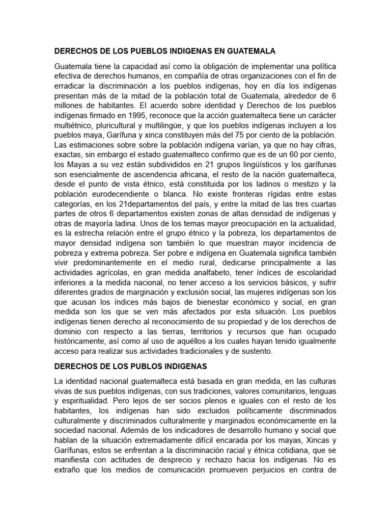 Derechos de los Pueblos Indígenas en Guatemala | PDF | Guatemala ...