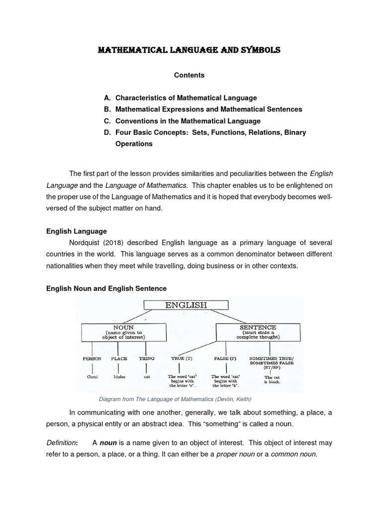 Understanding Mathematical Language | PDF | Set (Mathematics ...