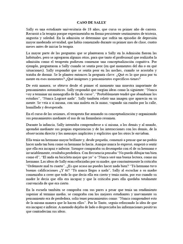 Caso+de+Sally | PDF | Pensamiento | Sicología