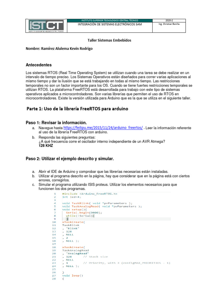 Taller de FreeRTOS en Arduino | PDF