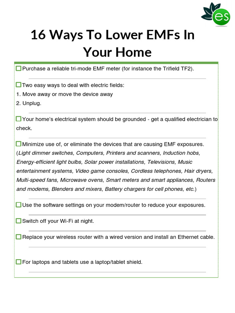 16 Ways To Lower EMFs in Your Home PDF Telephone