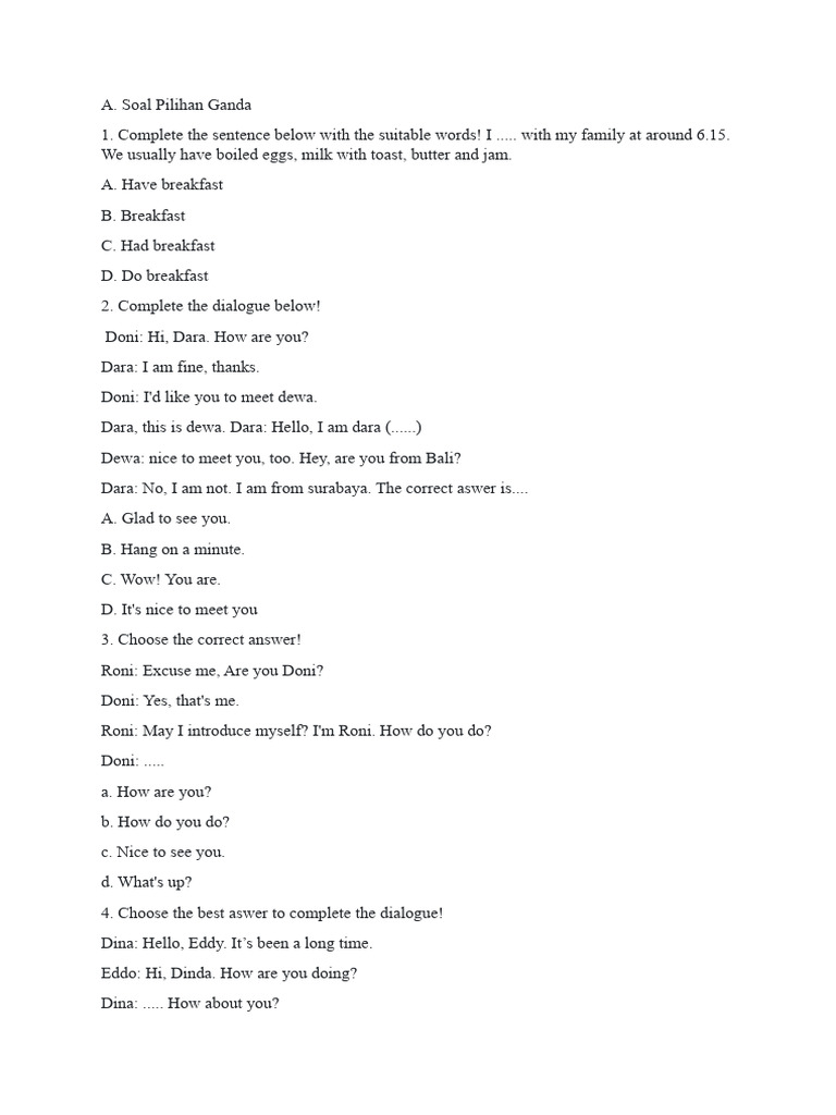 Soal Kelas 7 Dan 8 SMP | PDF | Language Arts & Discipline