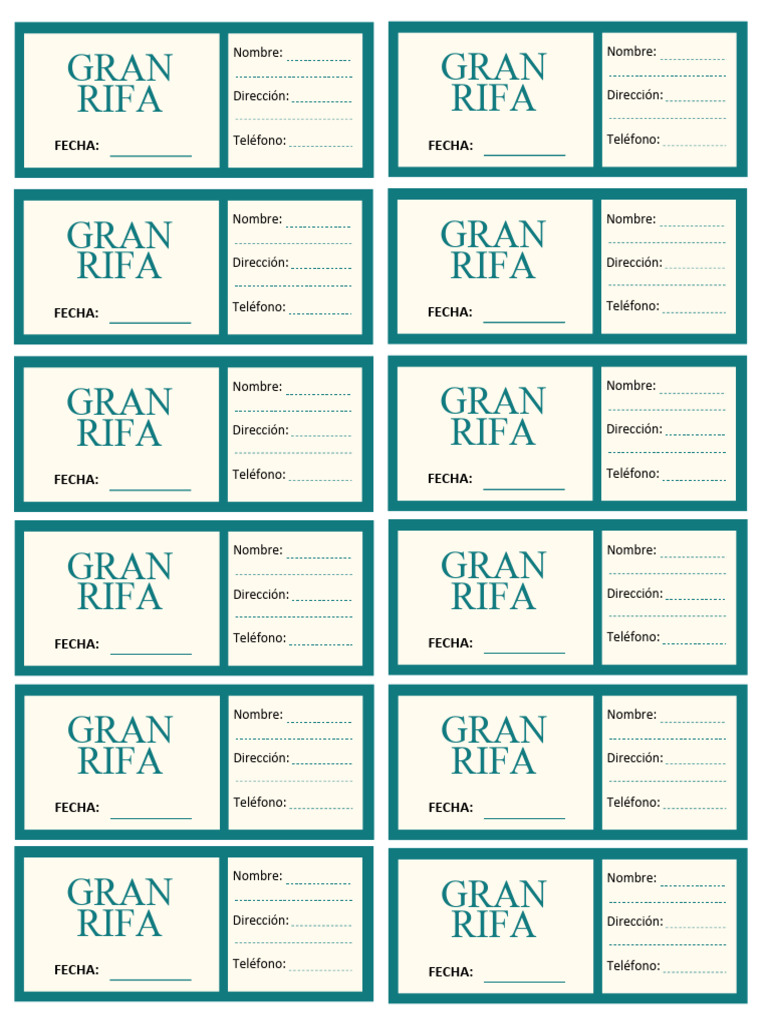 Papeletas para Gran Rifa Editable | PDF