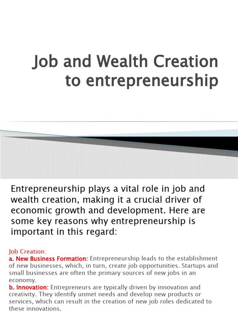 Jobs And Wealth Creation Of Entrepreneurship Pdf