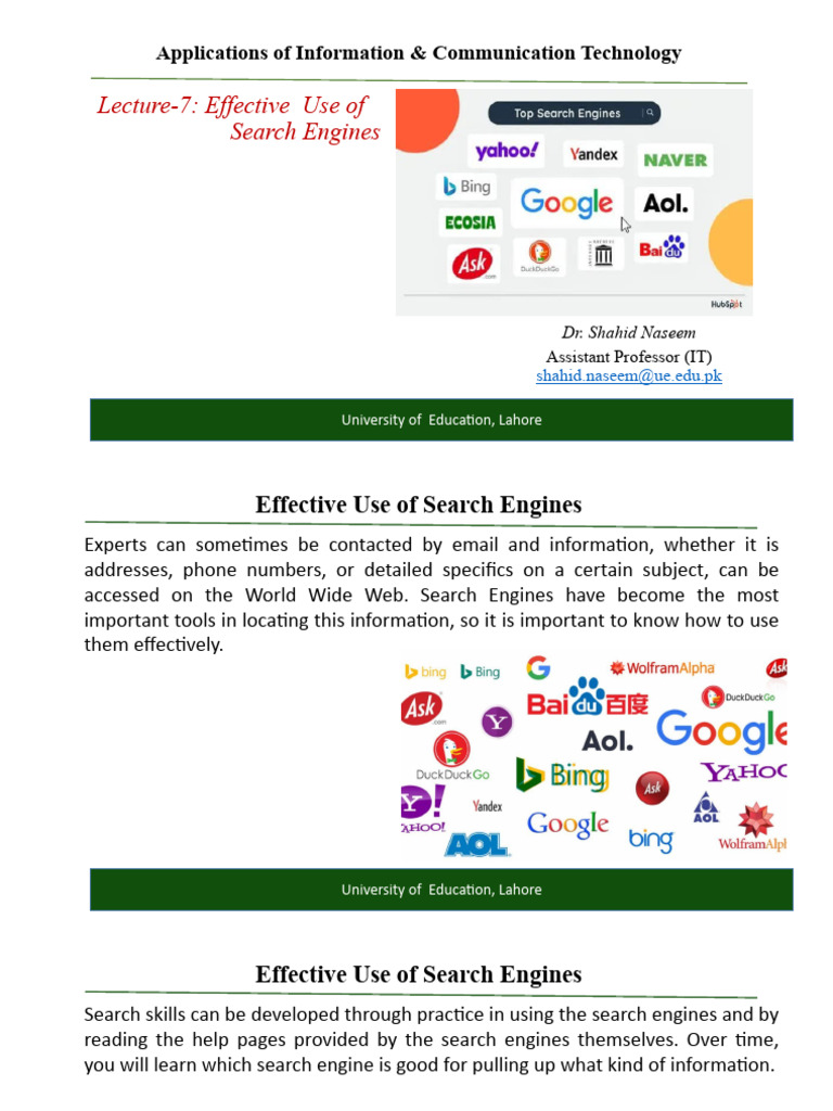 Lecture#7-Effective Use of Search Engines | PDF | World Wide Web ...