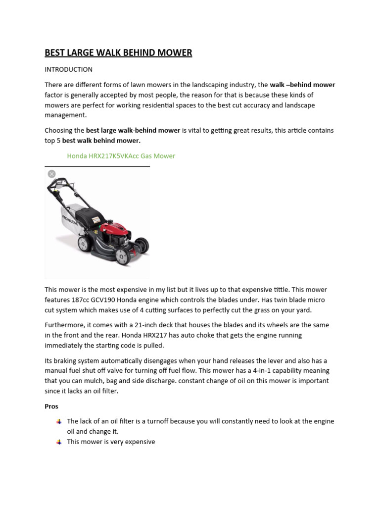 Best Large Walk Behind Mower PDF Lawn Mower Mower