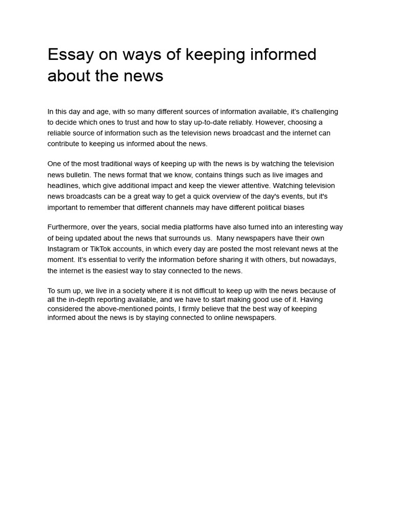 Effective Ways to Stay Informed on News | PDF | Politics