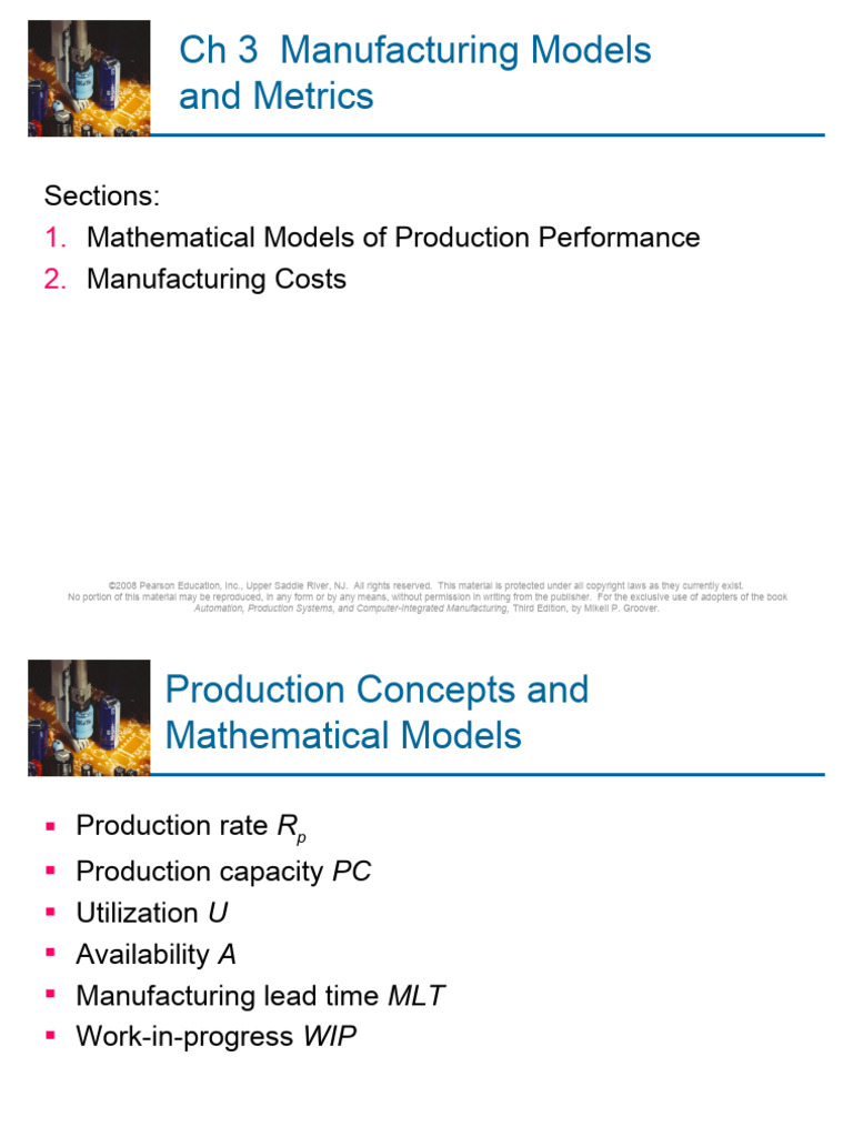 Chapter 3 Manufacturing Metrics and Economics PDF Production And