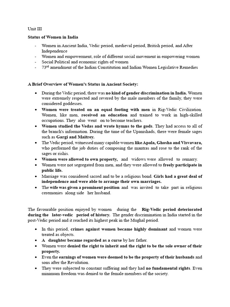 Chapter 3 Status of Women in India | PDF
