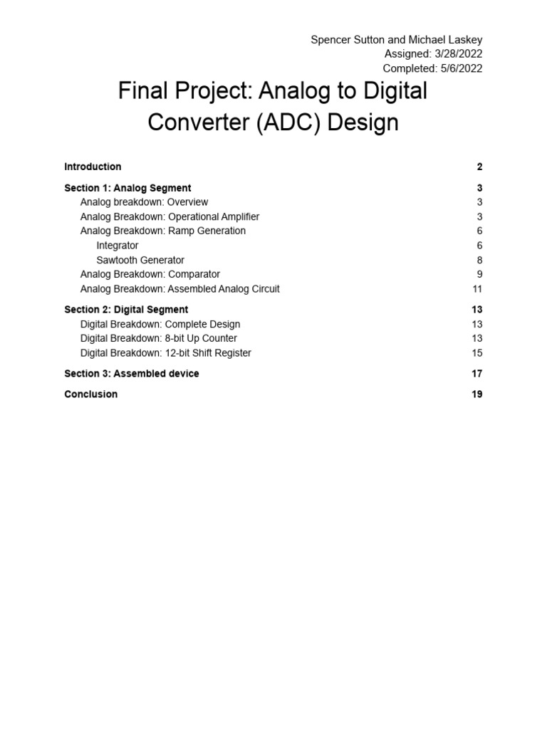 Final Project Analog To Digital Converter Design 1 PDF