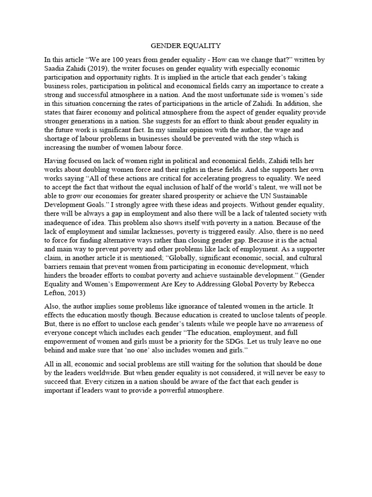 Achieving Gender Equality for Economic Growth | PDF | Finance & Money ...