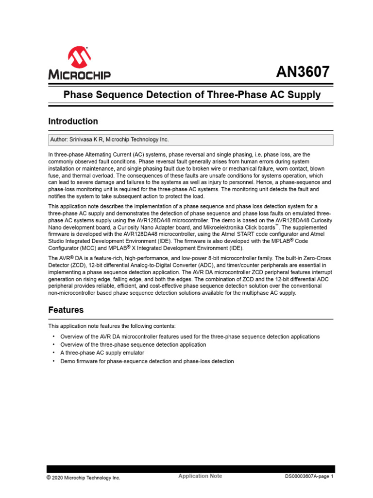 AN3607 Phase Sequence Detection of Three Phase AC Supply | PDF