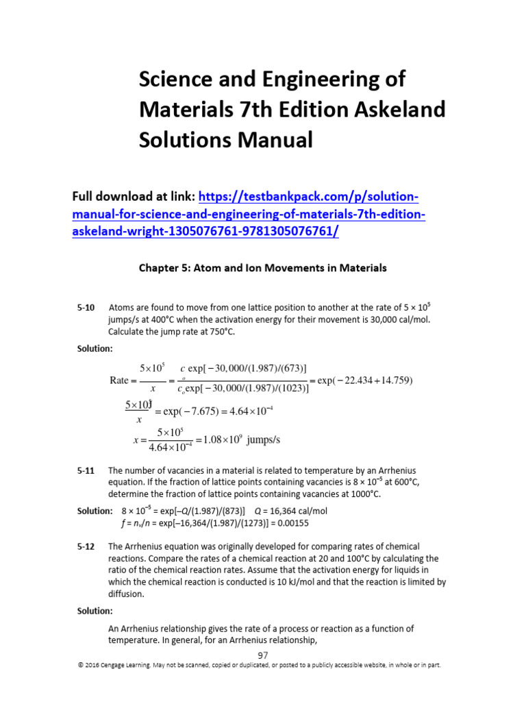 Science and Engineering of Materials 7th Edition Askeland 