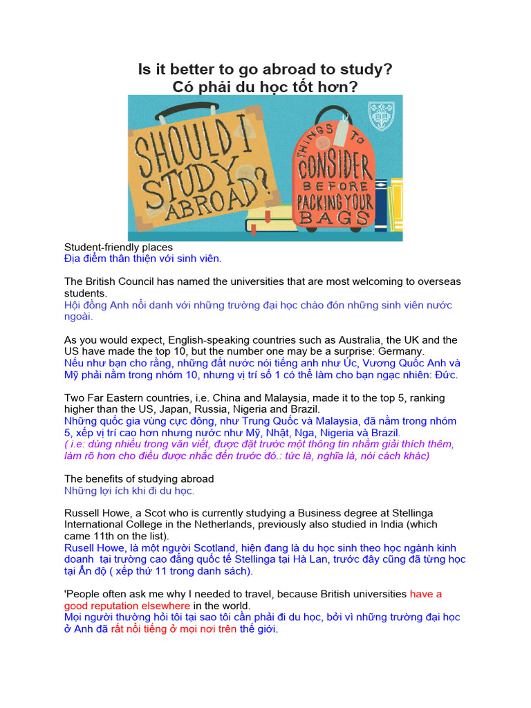 Is It Better To Go Abroad To Study | PDF | Foreign Language Studies