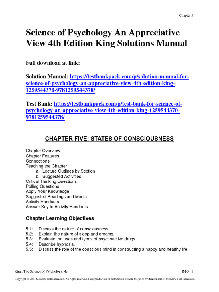 Science of Psychology An Appreciative View 4th Edition King Solutions Manual 1 PDF