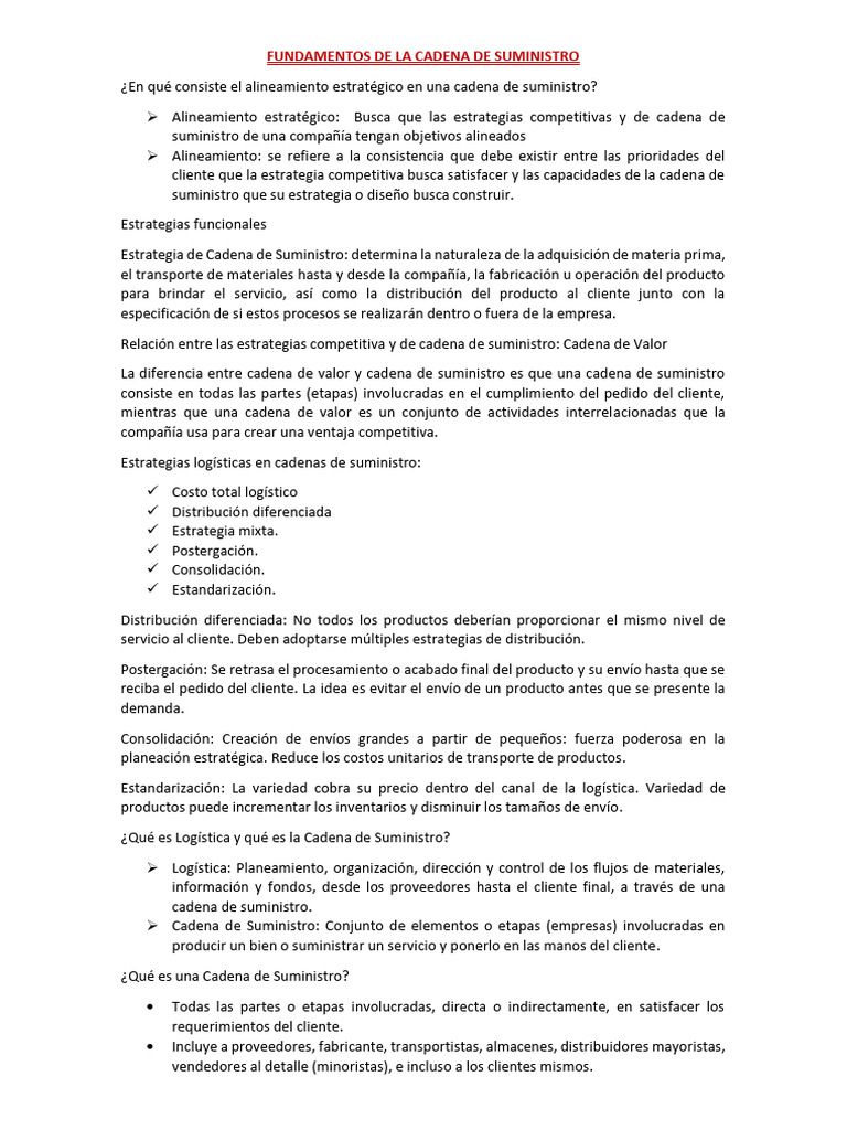 Fundamentos de La Cadena de Suministro | PDF