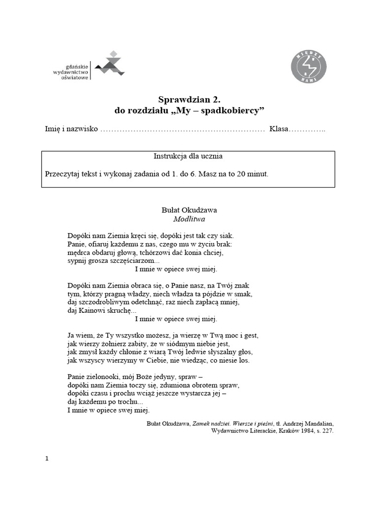 1 2 Sprawdzian 7 Doc 2 | PDF