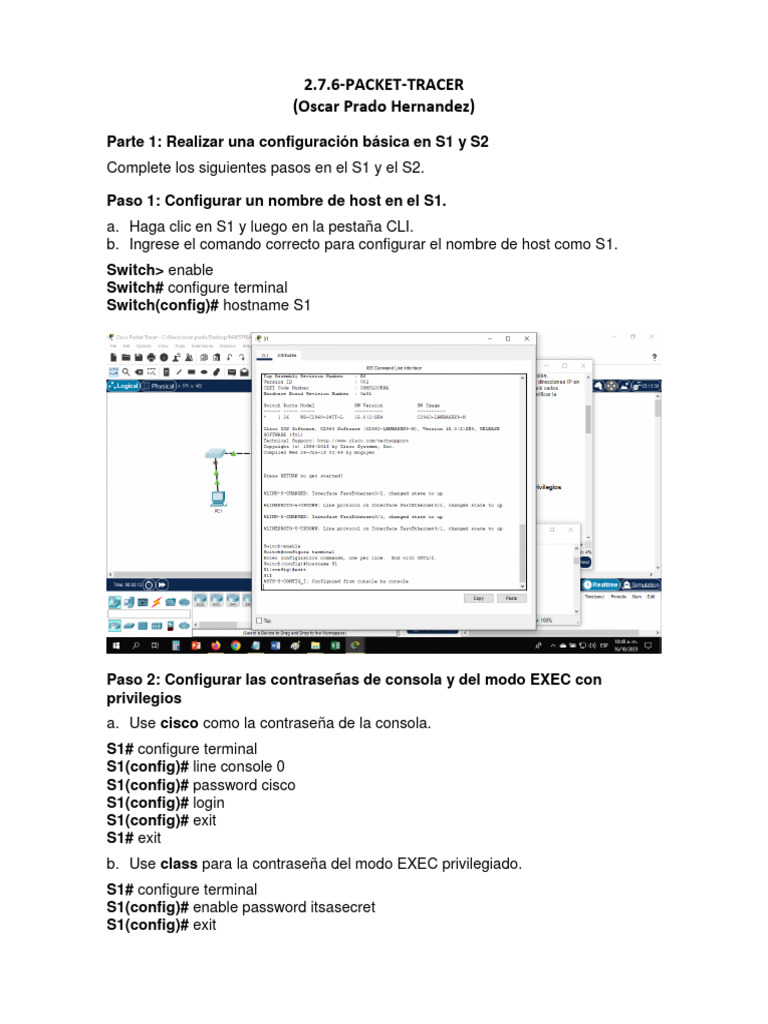 Configuración Básica de Switches en Packet Tracer | PDF