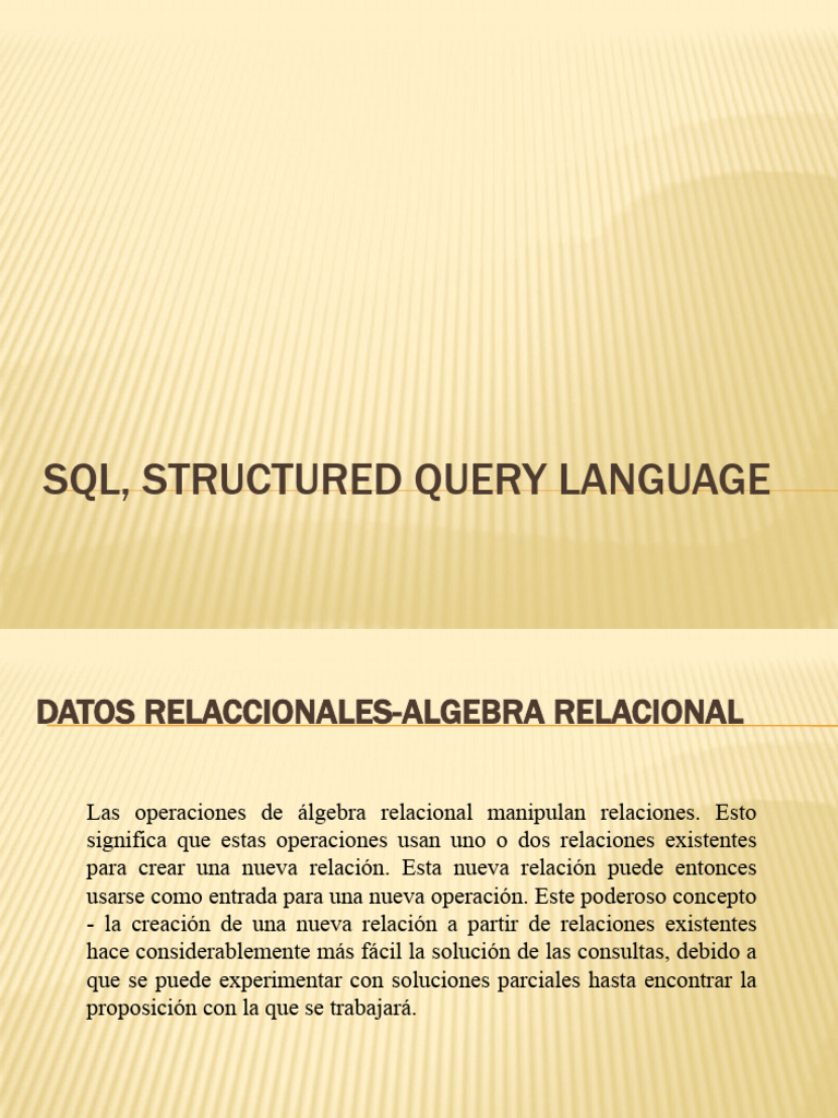 Operaciones de Álgebra Relacional en SQL | PDF | Base de datos ...