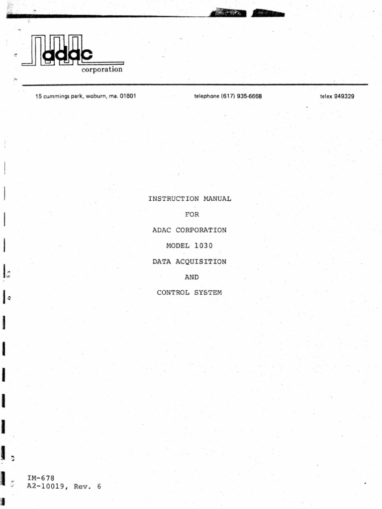 ADAC1030 Data Acquisition and Control System PDF Analog To Digital