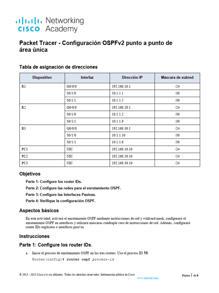 Packet tracer point to point single area ospfv2 configuration pdf