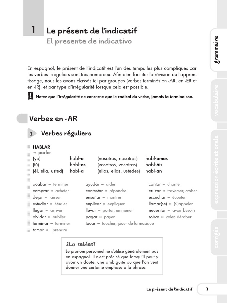 Conjugaison des verbes en espagnol | PDF | Verbe | Nombre grammatical
