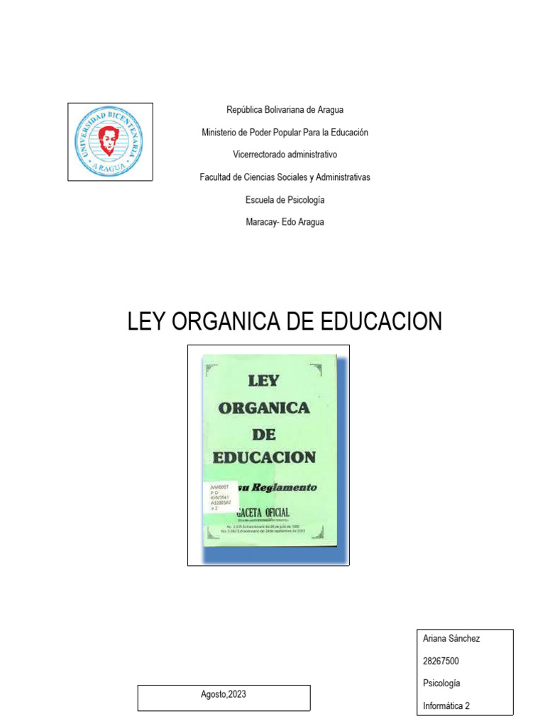 Análisis de la Ley Orgánica de Educación 2009 | PDF | Derechos humanos ...