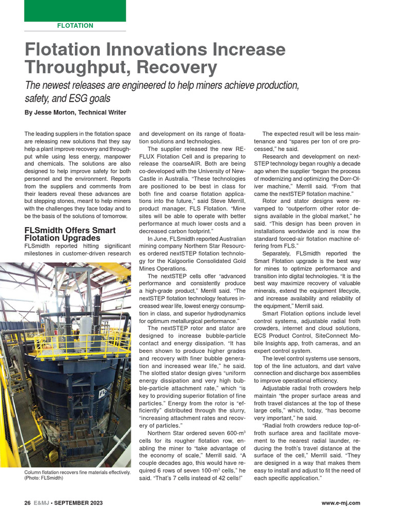 Flotation Innovations Increase Throughput Recovery E MJ 1695991852 | PDF
