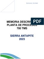 Memoria Descriptiva Planta de Proceso 700 Tms Antapite