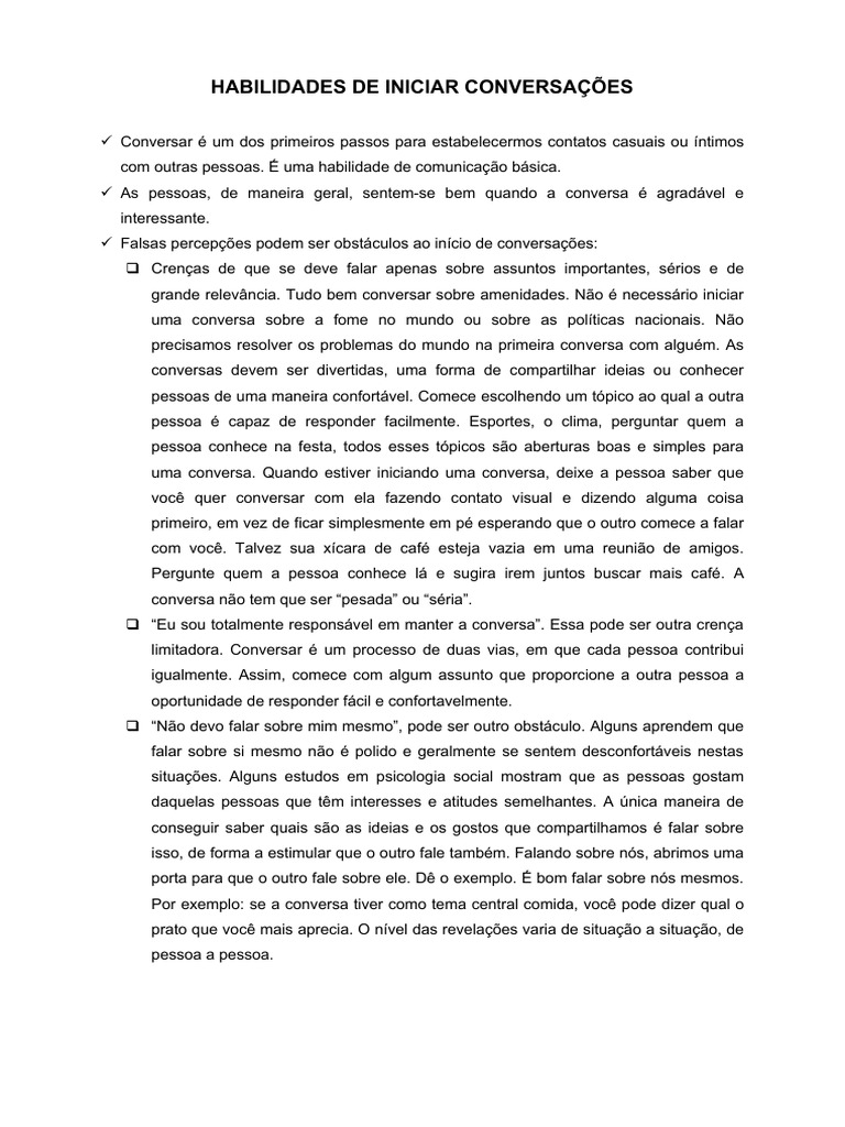 Dicas para Iniciar Conversas Eficazes | PDF | Carreira e Crescimento