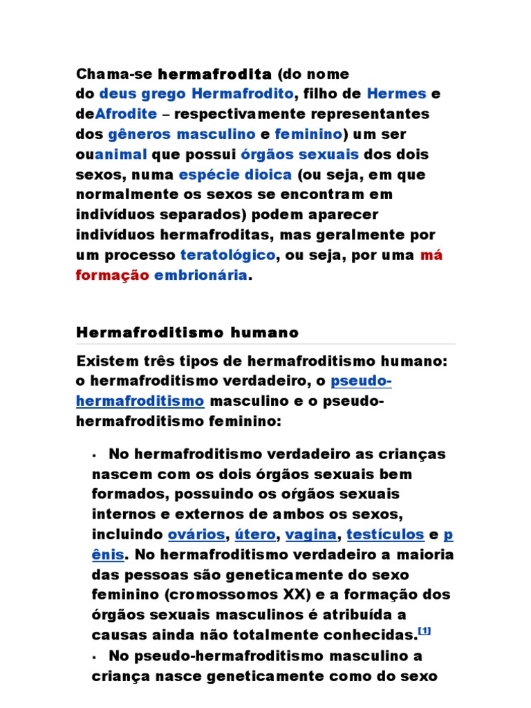 Hermafroditismo Humano | PDF | Reprodução humana | Organismos