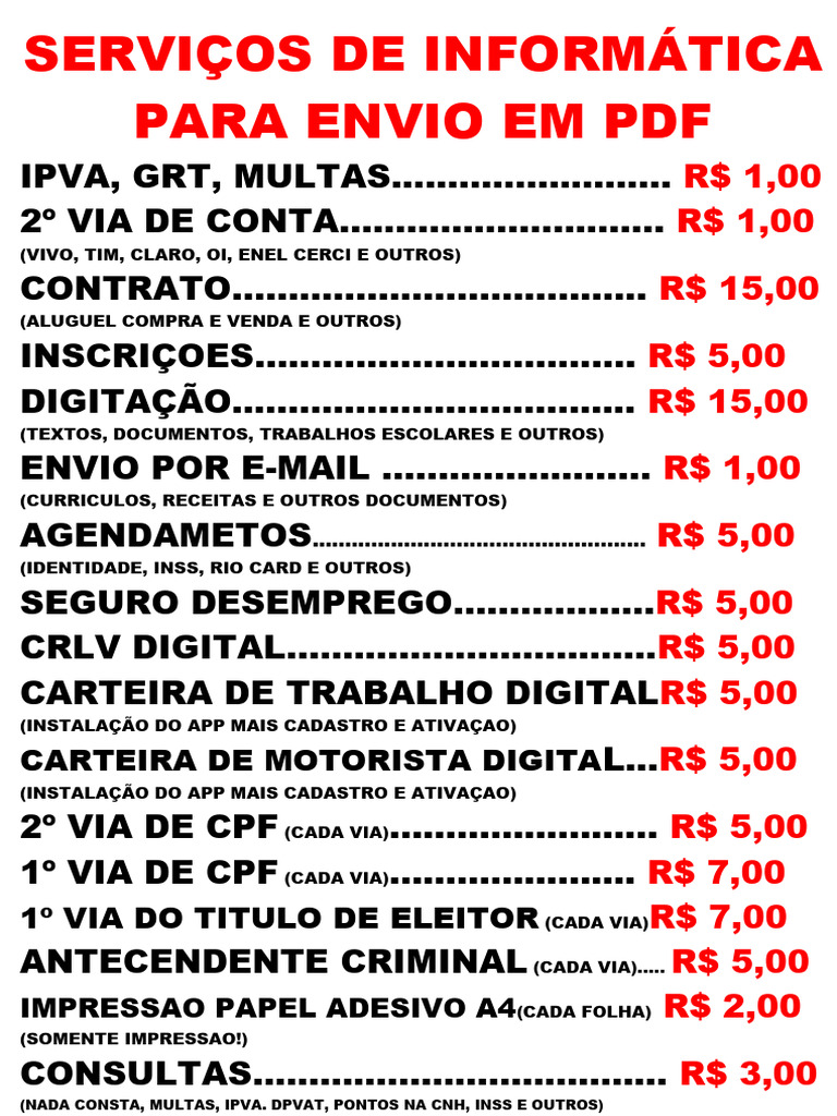 Lan House1 Preços Serviços 2023 PDF