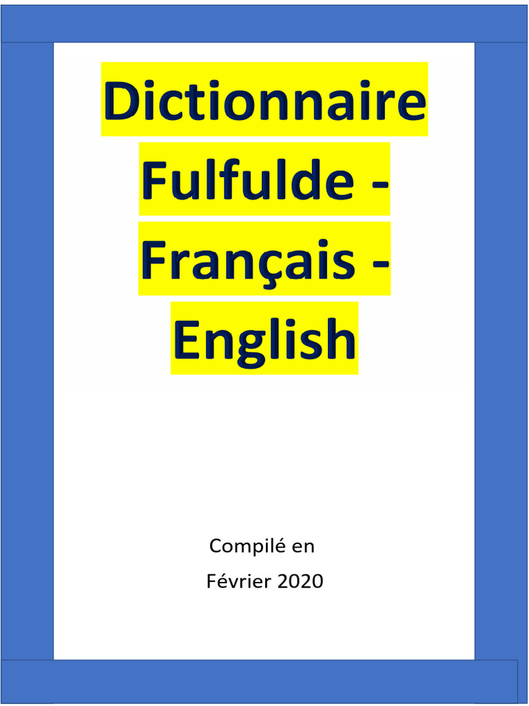 03 Dictionnaire Fulfulde Francais English PDF Verb Plural