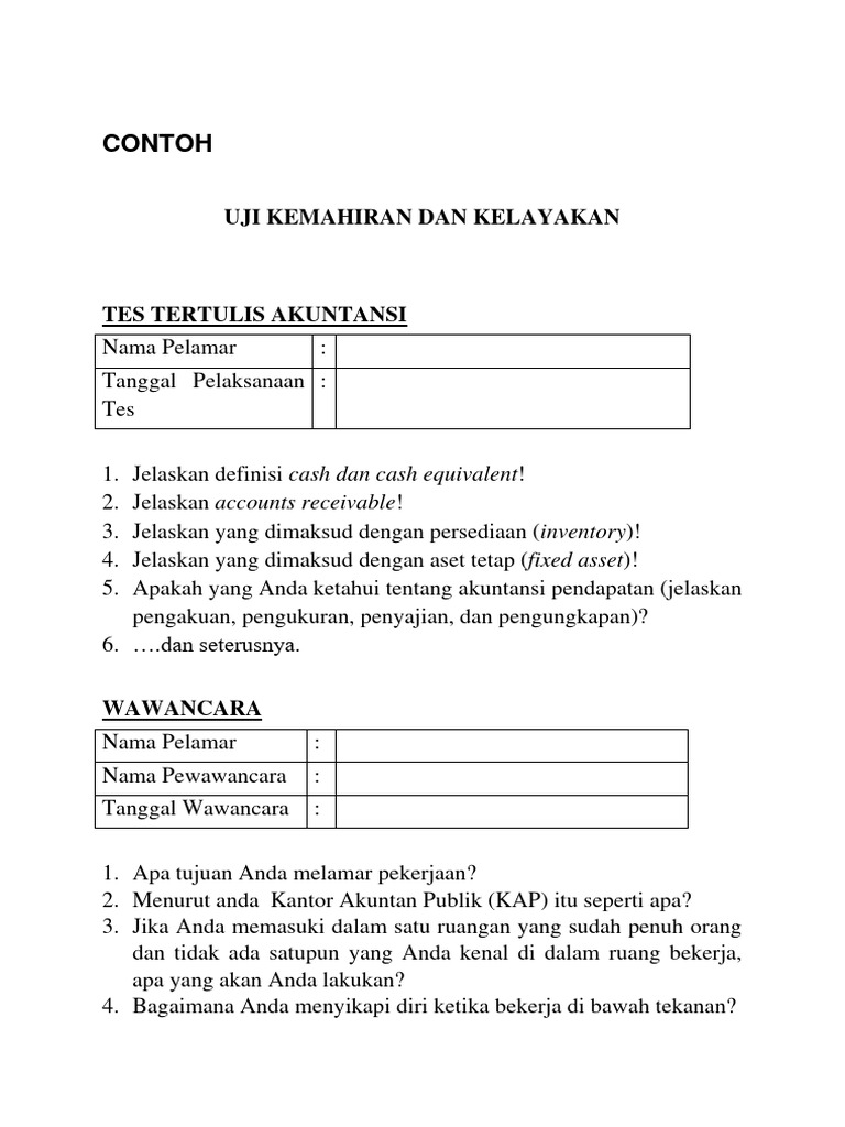 Contoh Uji Kemahiran Akuntansi | PDF