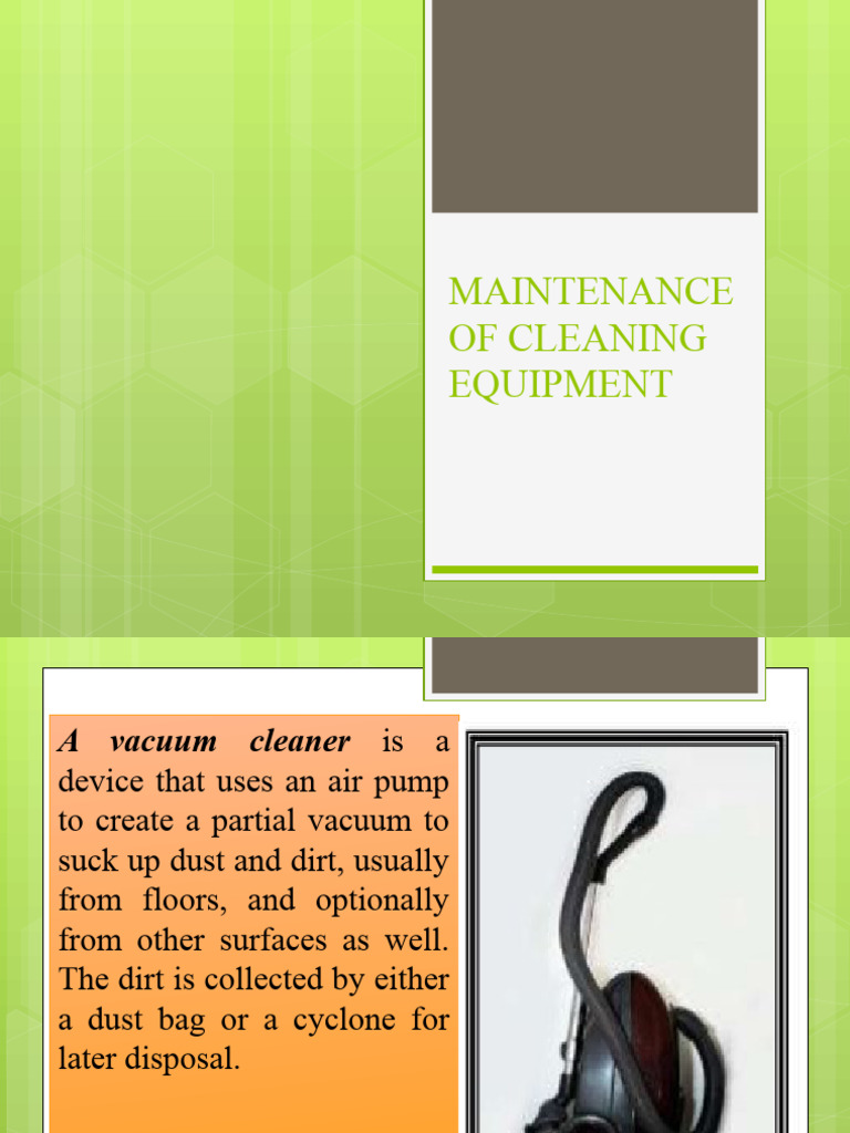 Maintenance of Cleaning Equipment PDF