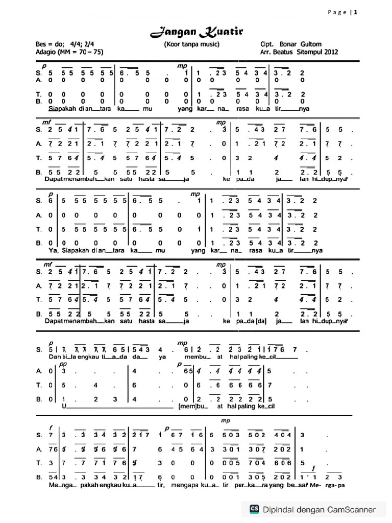 Jangan Kuatir SATB | PDF