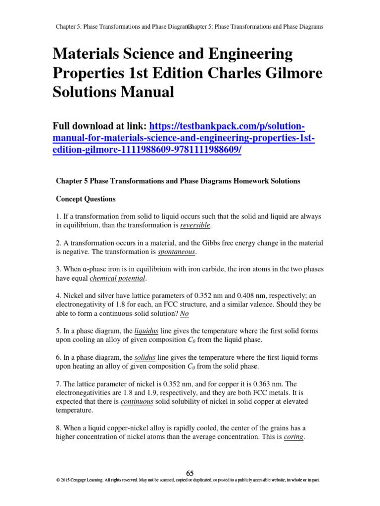 Materials Science and Engineering Properties 1st Edition Charles ...