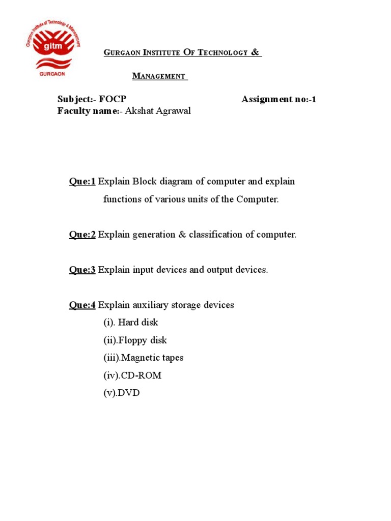 FOCP Engineering Assignments Overview | PDF